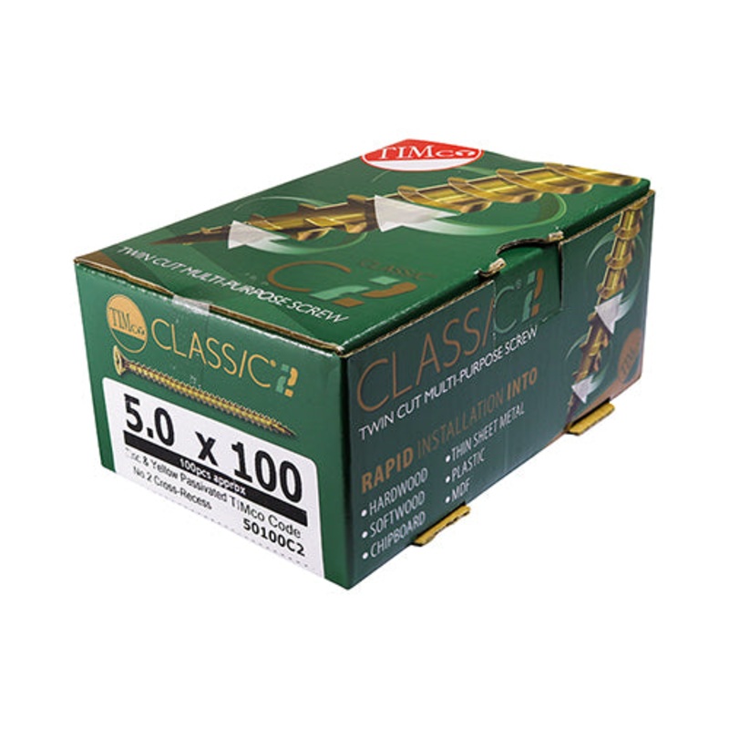 TIMCO C2 Strong-Fix Multi-Purpose Premium Countersunk Gold Woodscrews - 5.0 x 120