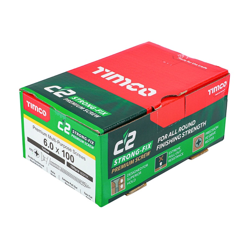 TIMCO C2 Strong-Fix Multi-Purpose Premium Countersunk Gold Woodscrews - 6.0 x 100