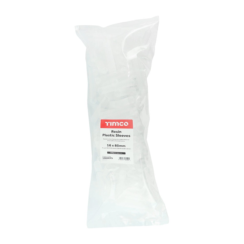 TIMCO Chemical Anchor Resin Plastic Sleeves - 16 x 85