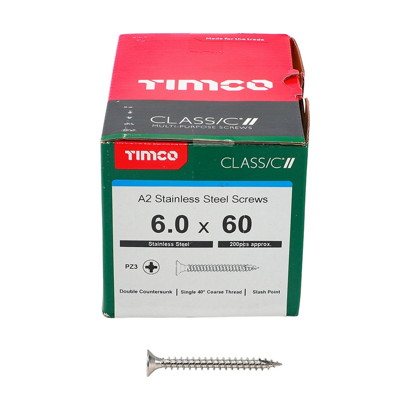 TIMCO Classic Multi-Purpose Countersunk A2 Stainless Steel Woodcrews - 6.0 x 60