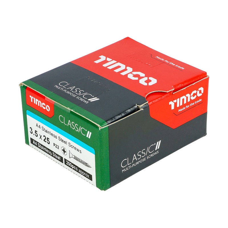 TIMCO Classic Multi-Purpose Countersunk A4 Stainless Steel Woodcrews - 3.5 x 25