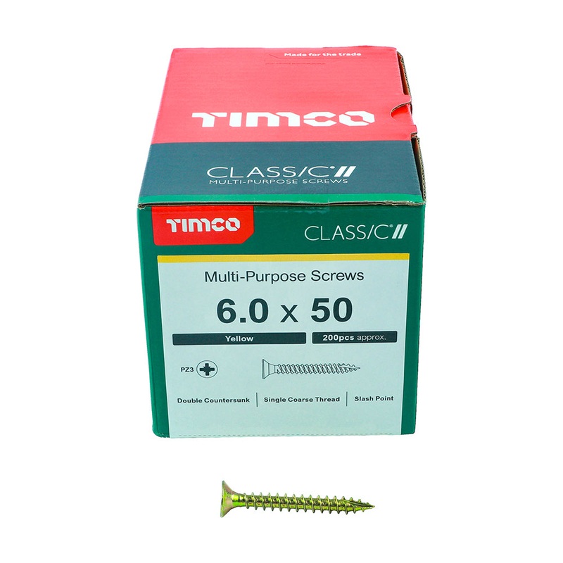 TIMCO Classic Multi-Purpose Countersunk Gold Woodscrews - 6.0 x 50