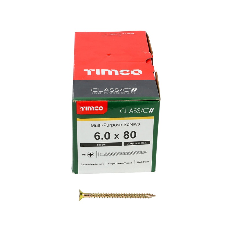 TIMCO Classic Multi-Purpose Countersunk Gold Woodscrews - 6.0 x 80