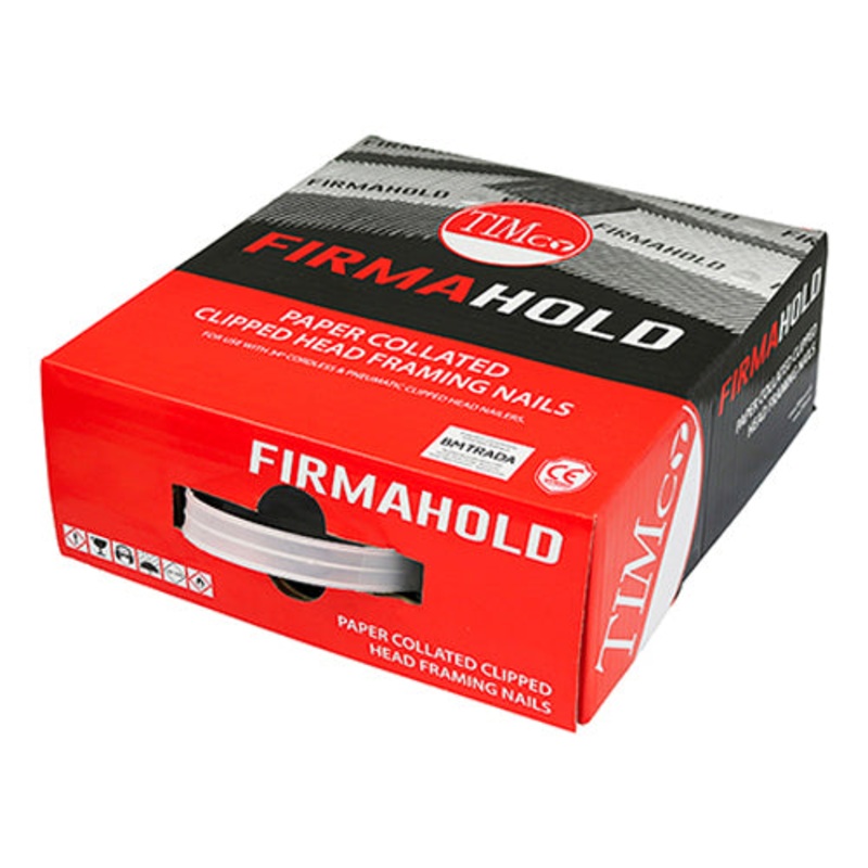 TIMCO FirmaHold Collated Clipped Head Plain Shank Bright Nails - 3.1 x 90
