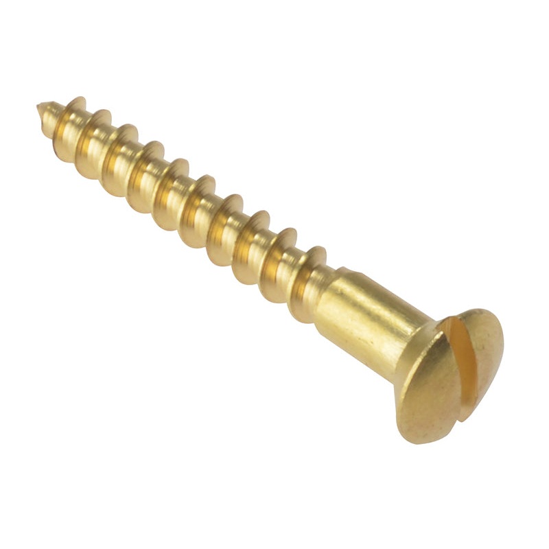 Wood Screw Slotted Raised Head ST Solid Brass 1.1/4in x 8 Box 200