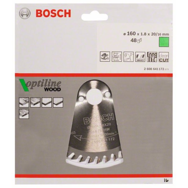 Bosch Optiline Circular Saw Blade for Wood 160mm 48t 2608641172