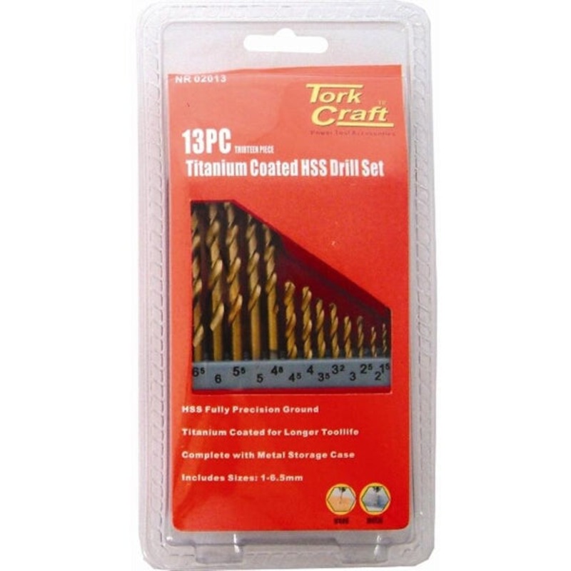 Tork Craft 13PC TiN coated HSS drill bit set NR02013