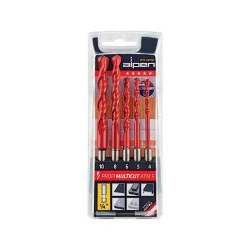 Alpen Multicut Drill Bit Set 5 Piece Hex Shank ALP ATM5