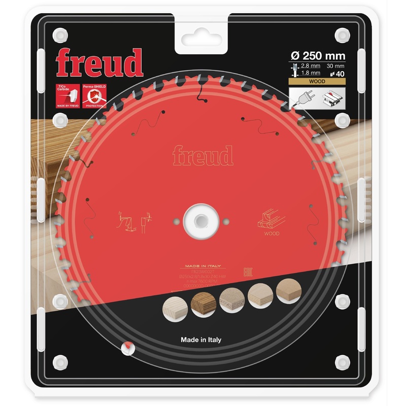 Freud TCT Circular Saw Blade 250MM X 2.8 X B30MM X 40T FR23W002T