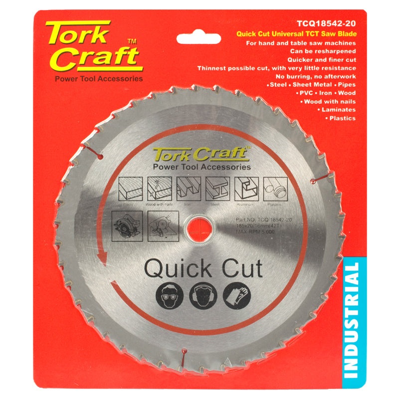 Tork Craft Universal Quick Cut TCT Blade 185 x 42t 20-16 TCQ18542-20