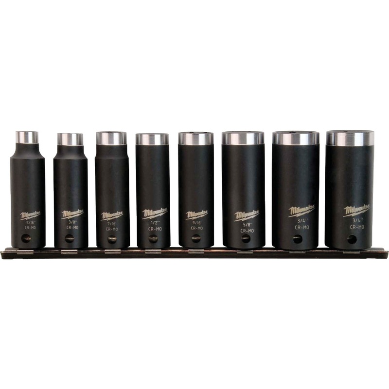 Milwaukee SHOCKWAVE Standard 3/8 In. Drive 6-Point Deep Impact Driver Set (8-Piece)