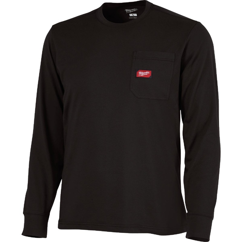 Milwaukee GridIron 2XL Black Long Sleeve Heavy-Duty Pocket T-Shirt