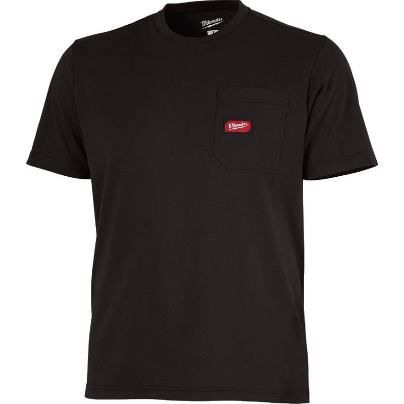 Milwaukee GridIron Small Black Short Sleeve Heavy-Duty Pocket T-Shirt