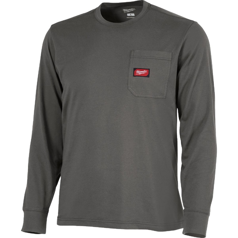 Milwaukee GridIron XL Gray Long Sleeve Heavy-Duty Pocket T-Shirt