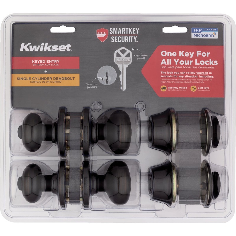 Kwikset Cove Venetian Bronze Combo Deadbolt and Door Knob Project Kit With SmartKey