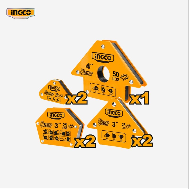 Ingco 7 Pcs Steel Magnetic Welding Holder Set / Angle Welding Magnets AMWH7002