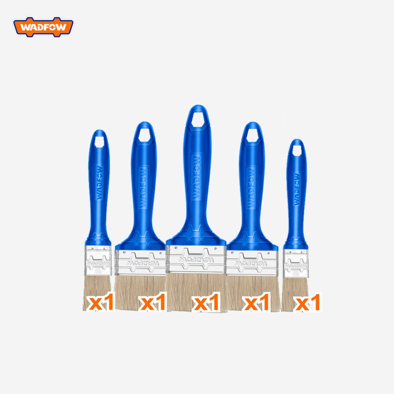 Wadfow Set of 5pcs Bristle oil Based Paint Brush Set w/ Plastic Handle For Wall WPB1952