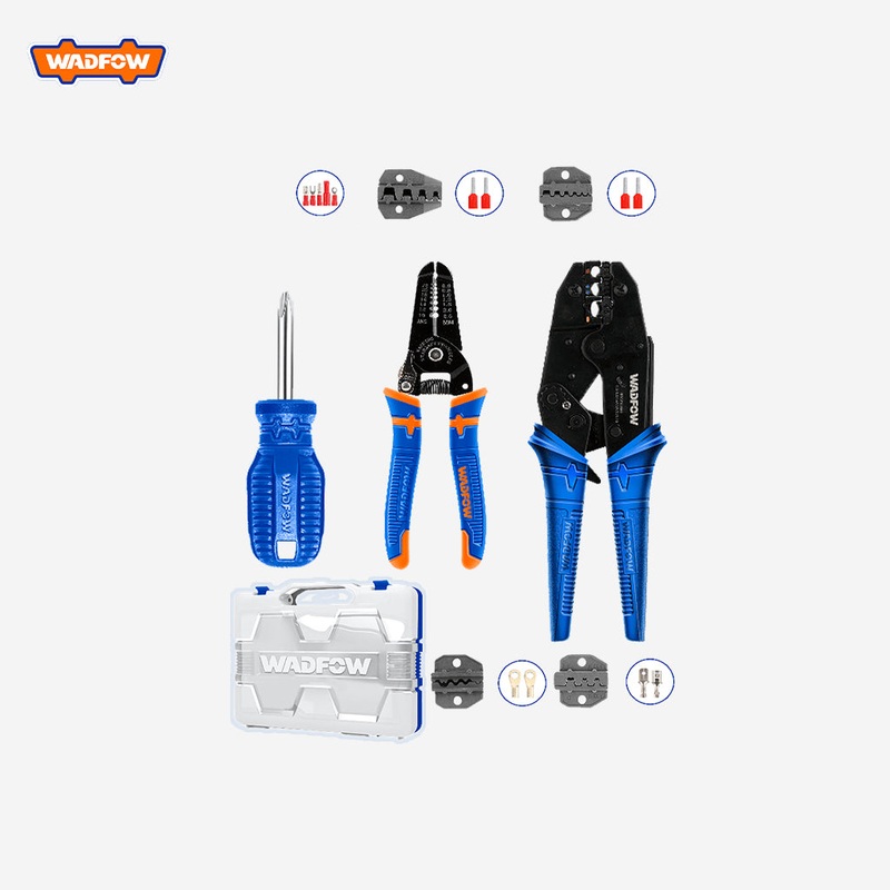 Wadfow 7 Pcs Crimping Pliers Set with Wire Stripper / Screwdriver WHS1B07