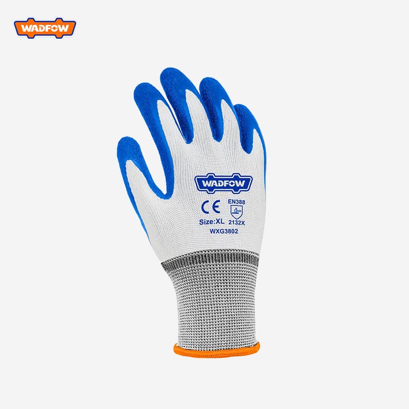 Wadfow Industrial High Grade polyester Shell Latex Gloves (XL) WXG3802