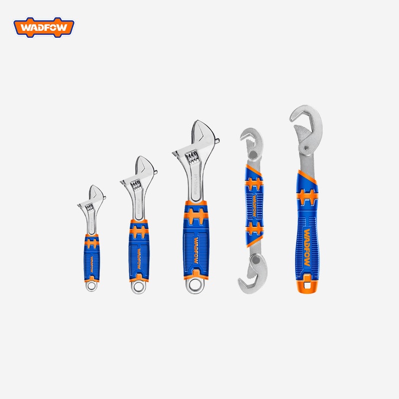 Wadfow Set of 5 Adjustable Wrenches and Double-Mouth Spanner WAW275K