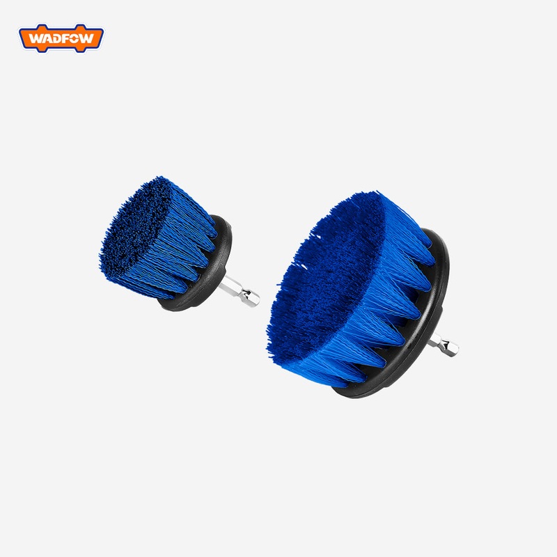 Wadfow 2pcs Medium Bristle Brush Cleaning Set Shank 1/4"Hex (2",3.5"x 1pc) WND2401