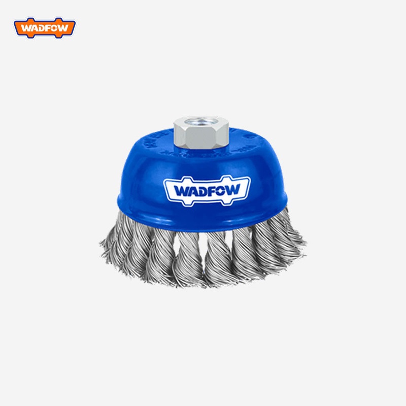 Wadfow Cup Brush Twisted Wire For Grinder With Nut 75mm M10 X 1.5