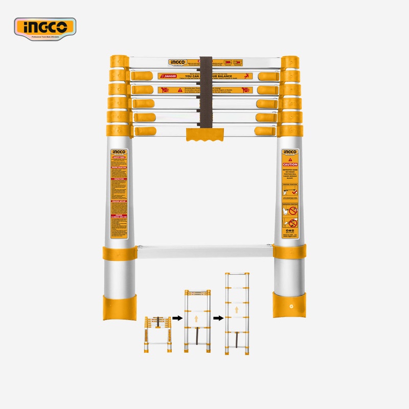 Ingco Telescopic Aluminum Ladder 6, 8, 10 Steps HLAD08061 / HLAD08081 / HLAD08101