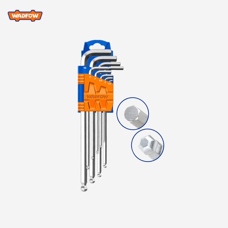Wadfow Extra-Long Arm Ball Point Allen Hex Key Set 9 Pieces WHK2292
